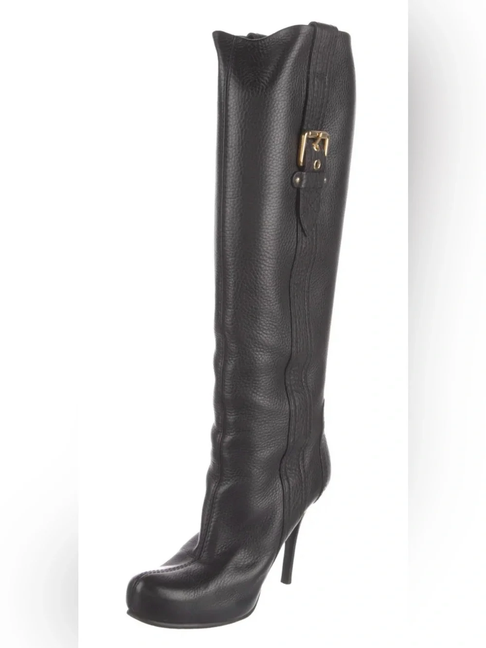 Authentic Louis Vuitton Leather Women's Classic Black Leather Knee-High Boots